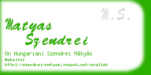 matyas szendrei business card