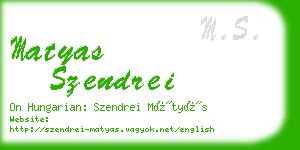 matyas szendrei business card